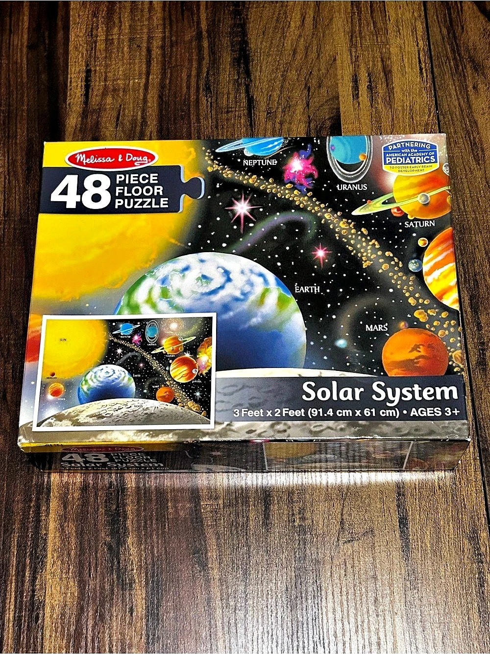 Melissa & Doug Solar System Floor Puzzle, 48-piece jumbo cardboard jigsaw puzzle